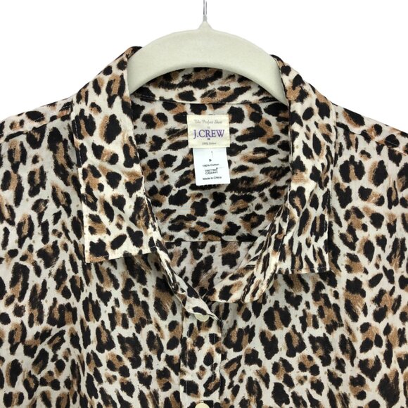 J. Crew “The Perfect Shirt” Long Sleeve 100% Cotton Leopard Print Shirt Size S - Picture 5 of 12